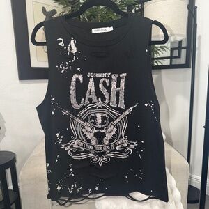 MISSLOOK JOHNNY CASH Distressed shirt Muscle Tee, M